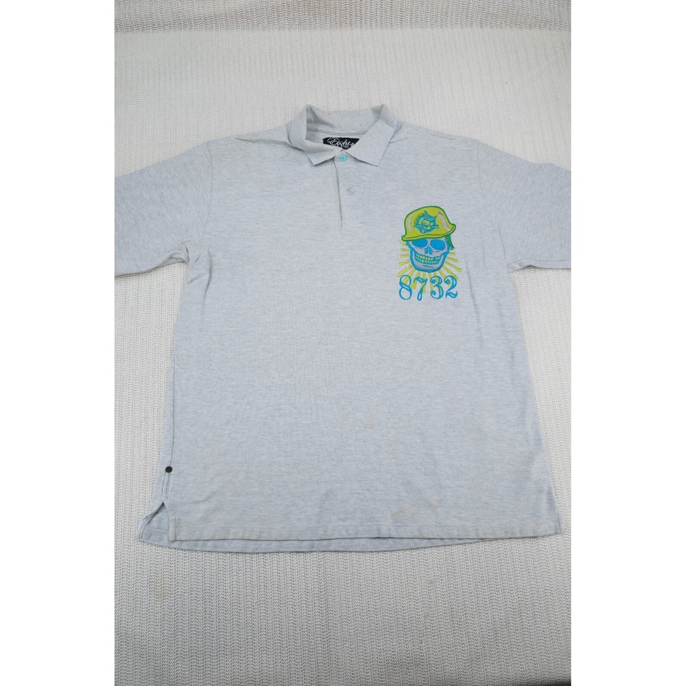 Eight 732 Shirt Mens 2XL XXL Gray Biker Skull Hip Hop Streetwear 8732
